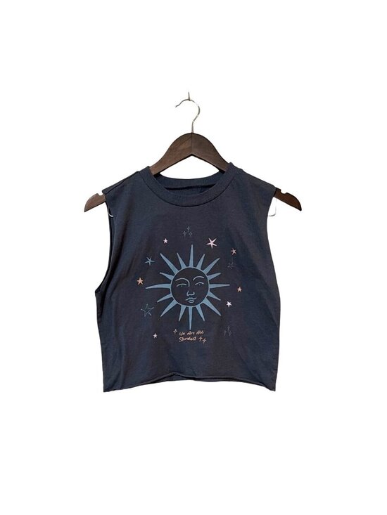 Grayson Threads Tops - Grayson Threads Womens Gray Sleeveless Crop Tank Top With Sun & Stars Print XS